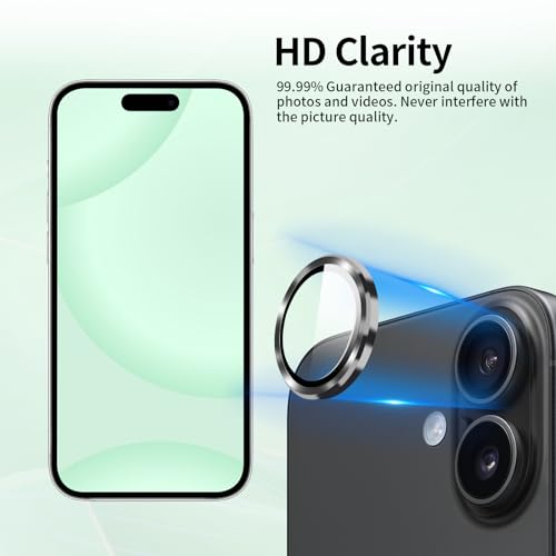 BLEUM CADE 3 Pack Camera Lens Protector for iPhone 16 Plus, Full Coverage, Anti-Scratch, 9H Hardness Tempered Glass
