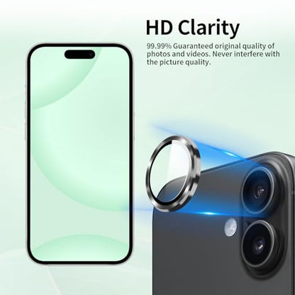 BLEUM CADE 3 Pack Camera Lens Protector for iPhone 16 Plus, Full Coverage, Anti-Scratch, 9H Hardness Tempered Glass