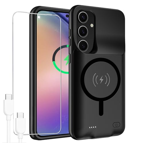 Battery Case for Galaxy A54, 12000mAh High Capacity Extended Portable Protective Charging Cover, Compatible with Galaxy A54 5G, Wireless Charging, Black - size: Galaxy A54