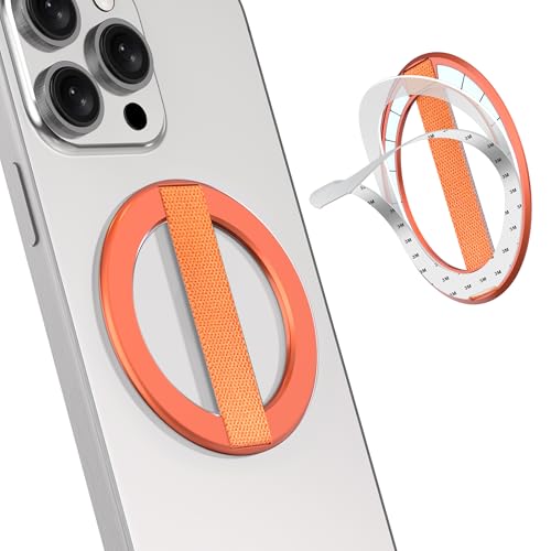 AirLoop Ultra Thin Phone Grip, Magnetic Finger Strap (ORG) - color: Orange