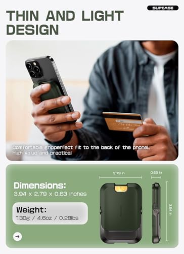 SUPCASE for MagSafe Wallet with Stand, Hold 6 Cards, Battle Green - color: Battle Green