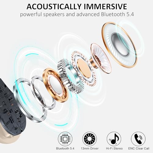 Matast Wireless Earbuds, Bluetooth Headphones Sports, Bass Fitness Earphones Gym Running, IP7 Waterproof Headset with Earhook Workout, Playback Over-Ear Buds with ENC Noise Cancelling Mic - color: Mickey White