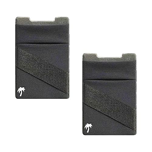 The StickyWallet Premium Spandex Stick-on Phone Wallet Card Holder for any Case | Unique Double Pocket Design + Finger Strap (2-Pack) - size: Pack of 2