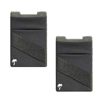The StickyWallet Premium Spandex Stick-on Phone Wallet Card Holder for any Case | Unique Double Pocket Design + Finger Strap (2-Pack) - size: Pack of 2
