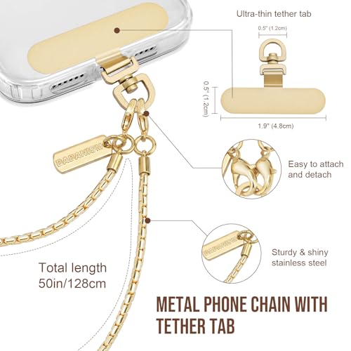 Dadanism Universal Phone Lanyard Crossbody, Gold - color: Gold, size: 128 cm
