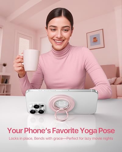 andobil [2026 3rd Gen Stability] Magnetic Phone Ring Grip for MagSafe, Pink - color: Pink