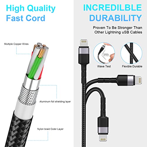 Multi Charging Cable10ft Multi Phone Charger Cable Braided Universal 4 in 1 Charging Cord Extra Long Multiple USB C Cable with IP/USB C C/Micro USB Charger Cables for iPhone/Pad/Galaxy/Pixel and More