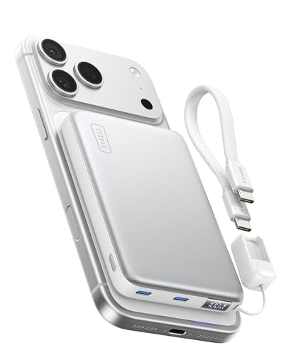 INIU for MagSafe Qi2.2 25W Portable Charger, Slimmest 10000mAh Power Bank - color: White
