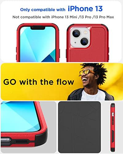 AICase Rugged Case for iPhone 13,Heavy Duty 3-Layer Pocket-Friendly Durable Military Grade Protection Shockproof/Drop Proof Protective Cover for iPhone 13 6.1 inch_6 Red - color: Red