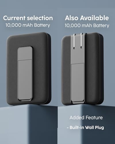myCharge CliqLuxe Magnetic Wireless Power Bank 10,000mAh | iPhone & MagSafe Compatible | Qi2.2 25W Mag Safe Portable Charger | Built-in Stand | 20W PD USB-C Port | Premium Black Fabric - size: 10K, style: Without Wall Plug (Black)