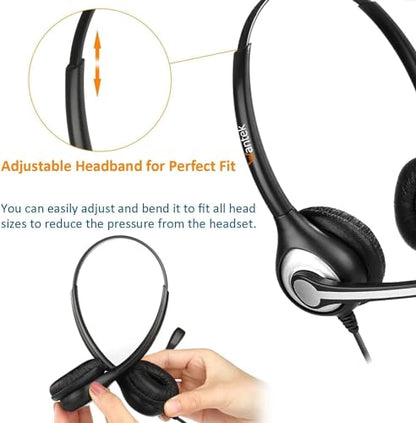 Wantek Phone Headset with Microphone Noise Cancelling,Telephone Headset 2.5mm Jack Compatible with Panasonic AT&T Uniden Cisco Linksys Grandstream Vtech Polycom Cordless Office Phones - color: Black