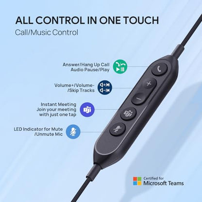 Yealink UH42 USB-C/A Wired Headset,AI Noise Cancelling Mic,in-Line Controls - color: Single-Ear (Teams）, size: USB-C/A