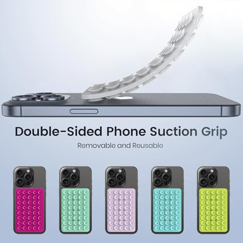 Double Sided Silicone Suction Phone Holder Mount, Silicon Accessory for iPhone and Android, Hands-Free Mirror Shower Phone Holder, TikTok Videos and Selfies (Combo A) - color: Combo A