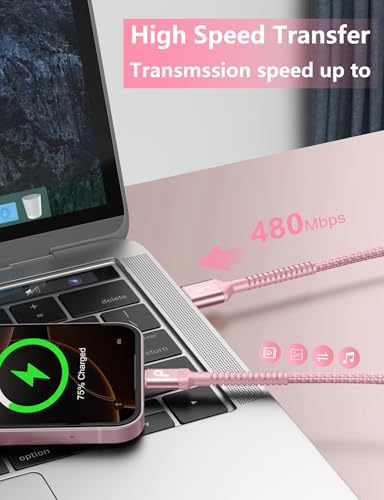 iPhone 16 USB C Cable Fast Charging [2 Pack, 6FT], USB A to USB C Charger - color: Pink, size: 6FT, style: USB A to USB C