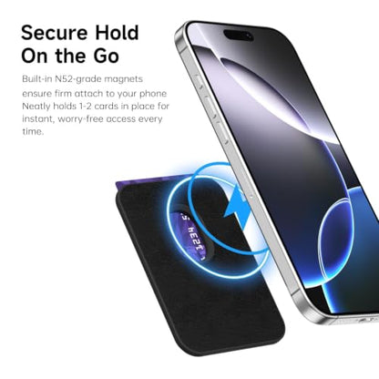 LoeoeL Magnetic Phone Wallet Compatible with Magsafe Wallet, Silicone ID Credit Card Holder Wallets for Back of Phone Pocket, Slim Thin Pouch Sleeve Wallets for iPhone Samsung, Pixel, Black - color: Black