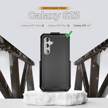 MOTIVE Heavy Duty Case for Samsung Galaxy s23, Belt Clip Holster | 6.1" | Bunker Series, Military Grade Multi-Layer Protection, PC/TPU Build, Sealed Port Cover, 20 ft Drop tested - size: S23