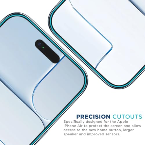 Tech Armor Screen Protector for iPhone 17 Air, Ballistic Glass, 3-Pack | 9H Tempered hardness, Scratch-resistant, Oleophobic coating, Case-friendly fit, Bubble-free install, Crystal-clear display