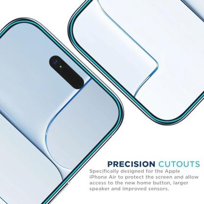 Tech Armor Screen Protector for iPhone 17 Air, Ballistic Glass, 3-Pack | 9H Tempered hardness, Scratch-resistant, Oleophobic coating, Case-friendly fit, Bubble-free install, Crystal-clear display