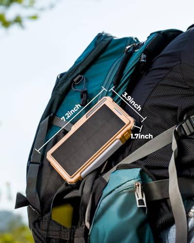 BLAVOR Solar Power Bank with Hand Crank and Built-in 4 Cables 20000mAh - color: Yellow