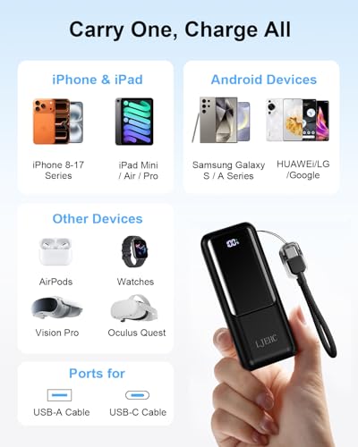 Mini Portable Charger 10000mAh 22.5W PD Small Power Bank Fast Charging - color: Black