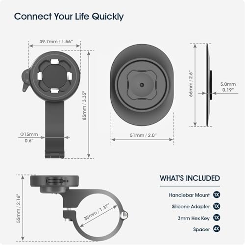 Bike Phone Mount, Handhlebar Holder for Motorcycle Scooter MTB Road E-Bike - style: Quad-Clip Handlebar Mount