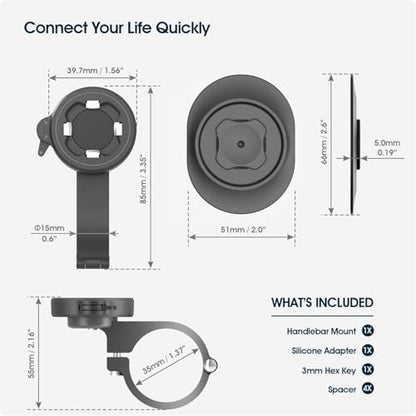 Bike Phone Mount, Handhlebar Holder for Motorcycle Scooter MTB Road E-Bike - style: Quad-Clip Handlebar Mount