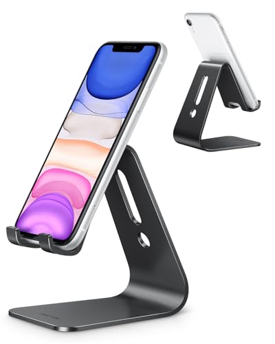 OMOTON C1 Upgraded Aluminum Cell Phone Stand for Desk, Durable Phone Dock - color: Black