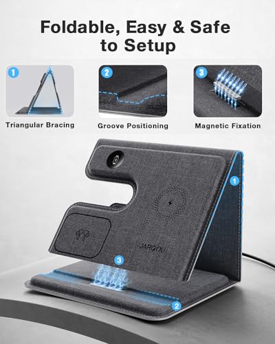 JARGOU Foldable 3 in 1 Charging Station for Apple - color: Grey