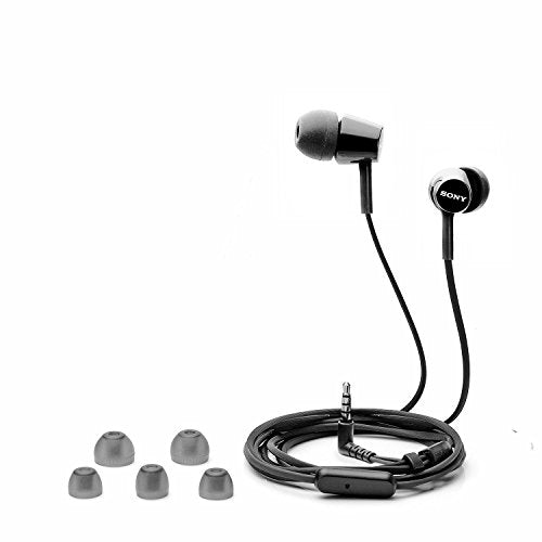 Sony MDREX155AP in-Ear Earbud Headphones with mic for Phone Call, Black - size: 1 Count