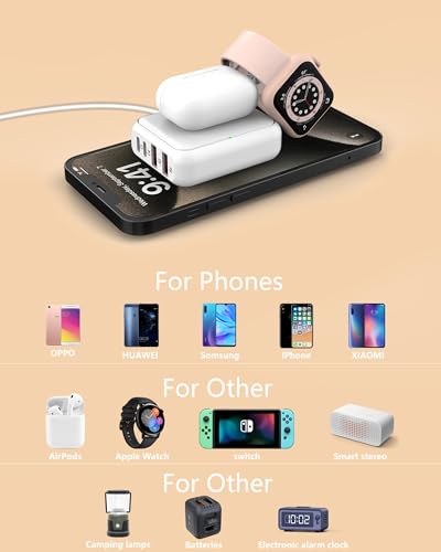 8-Port Travel USB Charger Station, Multi-Port Travel USB C Charger - color: White