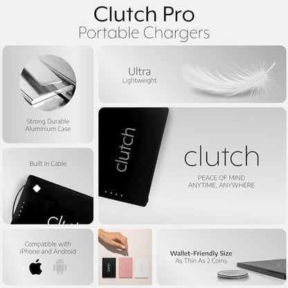 Clutch - Pro USB-C Portable Charger - Compatible with iPhone 15, 16, 17 & Android Devices - Power Bank Magnetic Battery - TSA Travel Approved - USB Rechargeable - Built-in Cable - 5000 mAh - 3.7oz - color: White