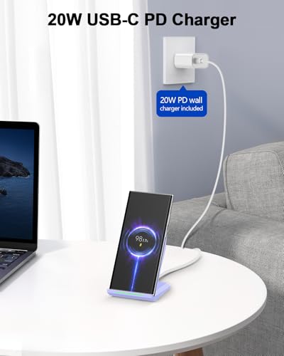NANAMI Wireless Charger with 20W PD Adapter Fast Wireless Charging Stand - color: Purple