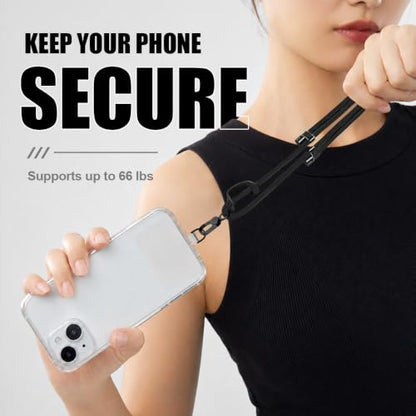 Phone Lanyard Crossbody, Anti Theft Phone Strap with 2 Tether Tabs - color: Grey/Silver