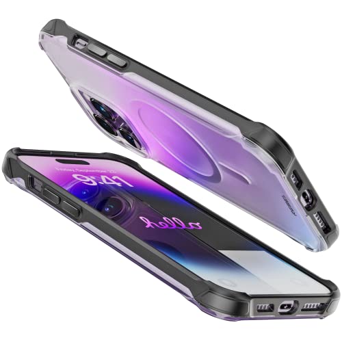 REBEL Clear Case for iPhone 14 Pro Max [Frosted Series Gen-4] Strong MagSafe Compatible, Translucent, Matte Texture, Protective Shockproof Bumpers, Metal Buttons, 6.7 Inch Phone 2023 (Frosted Black) - color: Frosted Black, size: iPhone 14 Pro Max