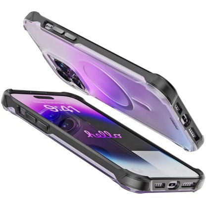 REBEL Clear Case for iPhone 14 Pro Max [Frosted Series Gen-4] Strong MagSafe Compatible, Translucent, Matte Texture, Protective Shockproof Bumpers, Metal Buttons, 6.7 Inch Phone 2023 (Frosted Black) - color: Frosted Black, size: iPhone 14 Pro Max