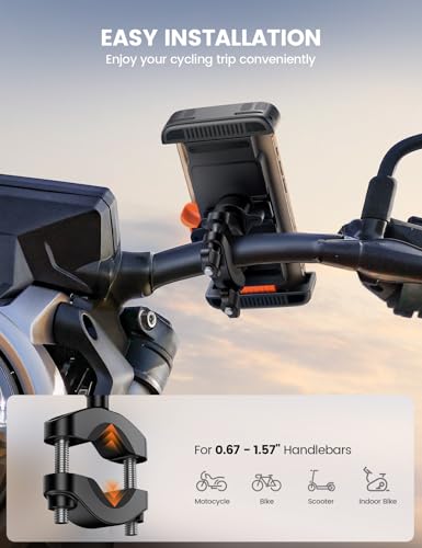 Lamicall Bike Motorcycle Phone Mount Holder - [1s Quick Lock] - color: Orange