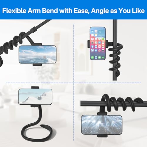 Flexible and Adjustable Stroller Phone Holder for Golf Cart, Treadmill, Shopping Cart, Boat, Bike Phone Mount for iPhone and Android Cell Phone Holder to Clamp on Steering Wheel, Car Seat, Spin Bike
