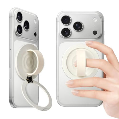 Upgraded Magnetic Phone Grip&Phone Stand, Liquid Silicone Soft and Portable Phone Ring, Removable Finger Loop Ring Grip Holder for iPhone, Strong Magnetic , Compatible with MagSafe Phone Case White - color: White
