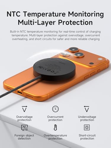 Hagibis Magnetic Wireless Charger, Qi2.2 Dual-Sided Magnetic 25W Magsafe Fast Charging Pad for iPhone 17 16 15 Pro Max, AirPods4/3/2/Pro, Galaxy S26 S25 S24 Ultra, Pixel 10 Series (Black) - color: Black