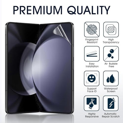 2 Sets Screen Protector for Samsung Galaxy Z Fold 5-7.6", Front/Back Full Coverage Soft Protective Film, Premium Folding,HD Clear Scratch Resistant - size: Samsung Galaxy Z Fold 5