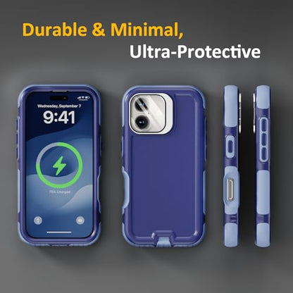 Follaroma Magnetic for iPhone 17 Case with Camera Stand, Blue-Purple, 6.3" | Built-in Glass Camera Cover,Compatible with MagSafe,Heavy Duty Shockproof Protective,Military-Grade Anti-DropDual Layer Cover - color: Blue-Purple, size: iPhone 17 6.3''