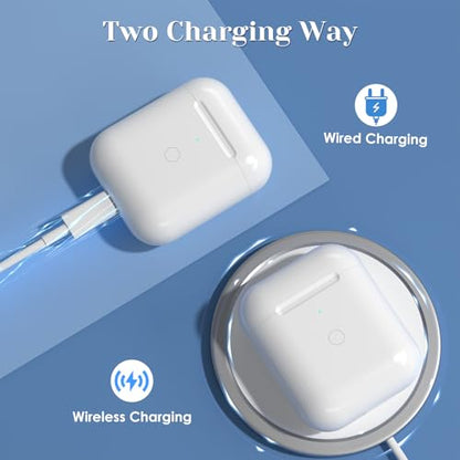 Compatible for AirPods 1st 2nd Gen Wireless Charging Case, Wireless Charging Case Replacement for Airpod 1 2 Charging Case with Bluetooth Pairing Sync Button - size: 2.11"(2 Case-C)