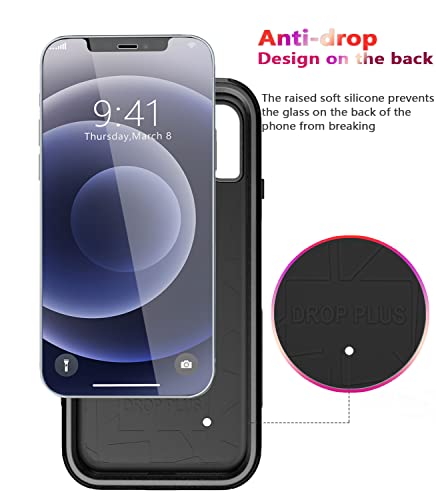 Diverbox for iPhone 12 case [Shockproof] [Dropproof] [Tempered Glass Screen Protector],Heavy Duty Protection Phone Case Cover for Apple iPhone 12 (12-Black-3in1) - color: Black-3in1