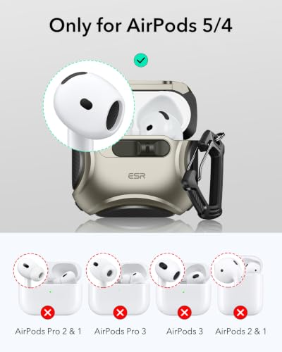 ESR for AirPods 5/4 Case, Compatible with MagSafe, Titanium - color: Titanium, size: AirPods 5&4 Case