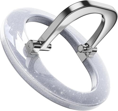 SUPERONE for MagSafe Phone Grip, Adjustable Magnetic Phone Ring Holder - color: 1 Pc Glitter Silver
