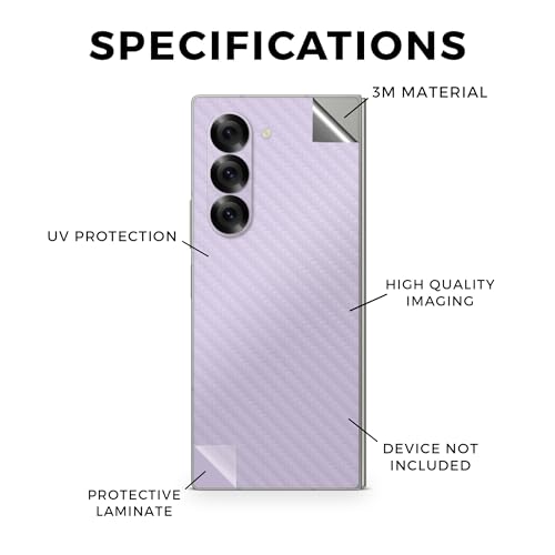 Carbon Fiber Phone Skin Compatible with Samsung Galaxy Z Fold 6 - Solid Lilac - Premium 3M Vinyl Protective Wrap Decal Cover - Easy to Apply | Crafted in The USA by MightySkins - color: Solid Lilac, style: Carbon Fiber Textured Finish