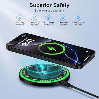 for Samsung Wireless Charger Pad for Galaxy S25 FE S25 Ultra S24FE S24 S23 S22 S21 Z Fold/Flip 7, 15W Fast Wireless Charging Station with 18W Adapter for iPhone 17 16 15 14 13,Google Pixel 10 9 Pro XL