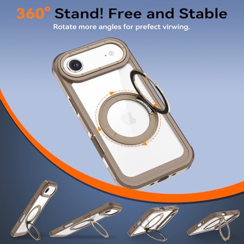 Magnetic for iPhone Air Case, Compatible with MagSafe, Full Body Rugged Case with Built-in Screen Protector & Kickstand & Belt-Clip (Gold) - color: Gold