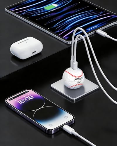 USB C Charger Block, Dual Port 20W Fast Charging Wall Charger Creative Ball Power Adapter for iPhone 17/17 Air/17 Pro/17 Pro Max/16/16 Pro/16 Pro Max/16 Plus/15/14/13/12, Galaxy, iPad, Airpods, More - color: Baseball
