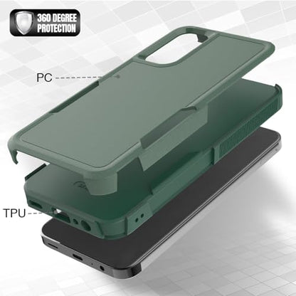 for Galaxy A15 5G Phone Case, [Military Grade Drop Tested] with HD Screen Protector, Dual Layer Protective Heavy Duty Cell Phone Cover Non-Slip Shockproof Case for Samsung Galaxy A15 5G (Dark Green) - color: Dark Green